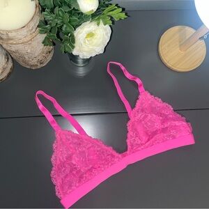 Fashion Nova Hot Pink Lace Triangle Bralette